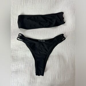 NASTY GAL - BLACK BANDEAU BIKINI SET